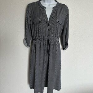 Siren Lily Maternity Striped Dress Black and White Stripe Size Small